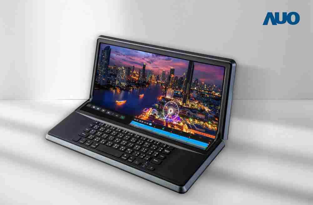 彩霸王14.6吋Micro LED折迭显示屏幕，，，搭配半径4mm的弯折绞炼，，，，以及高画素、、、高亮度、、高对比度的显示技术特点，，即便在大视角下仍保有绝佳色相与亮度